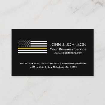 Thin Gold Line Dispatcher American Flag Business Card by HappyPlanetShop at Zazzle