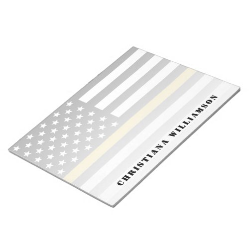 Thin Gold Line Flag 911 Dispatcher Appreciation Notepad