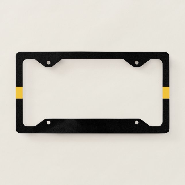 Thin Gold Line Flag License Plate Frame (Front)