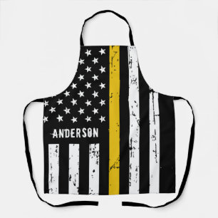 Thin Gold Line Flag Personalized 911 Dispatcher Apron