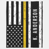 Thin Gold Line Flag Personalized 911 Dispatcher