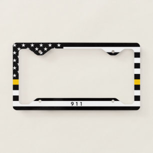 Thin Gold Line Flag (United States) License Plate Frame