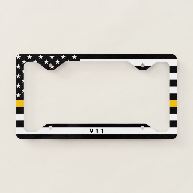 Thin Gold Line Flag (United States) License Plate Frame (Front)