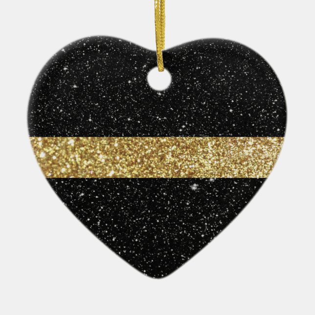 Thin Gold Line Glitter Ceramic Ornament (Front)