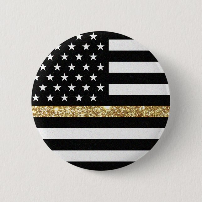 Thin Gold Line Glitter Flag Button (Front)