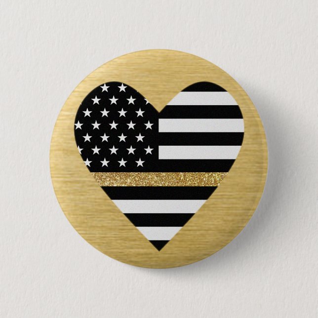 Thin Gold Line Glitter Heart Button (Front)