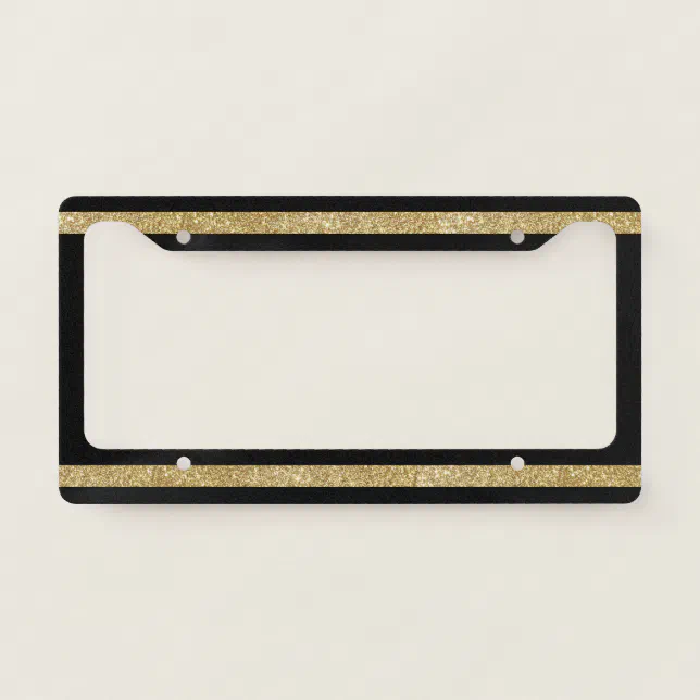 Thin Gold Line Glitter License Plate Frame Zazzle