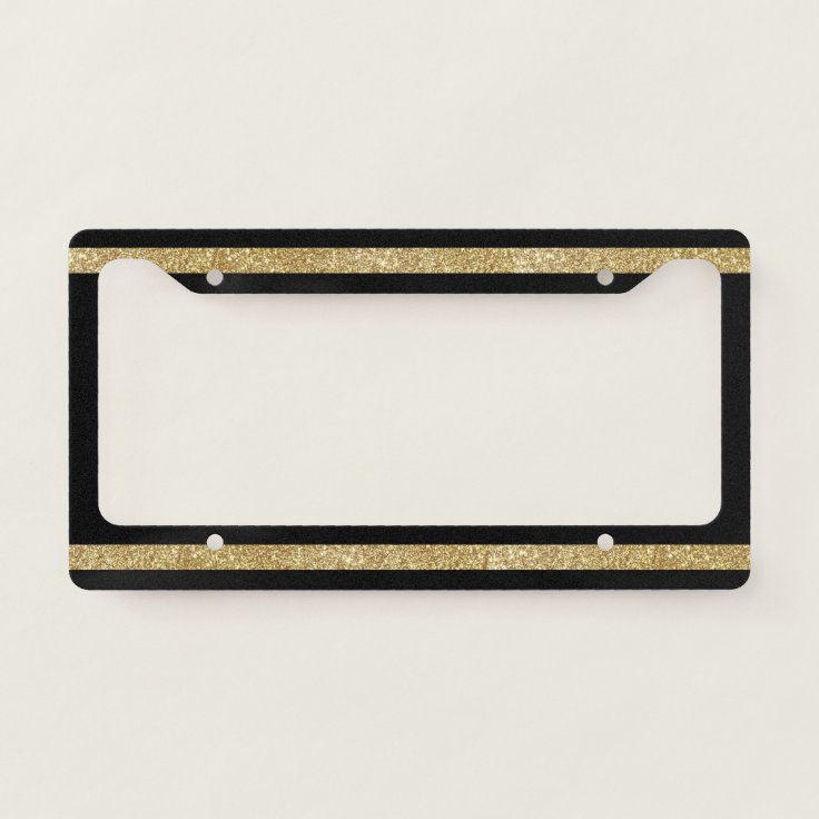 Thin Gold Line Glitter License Plate Frame Zazzle