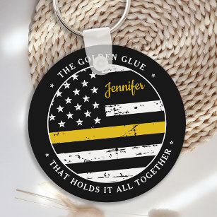 Thin Gold Line Personalised Dispatcher Keychain