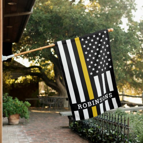 Thin Gold Line Personalized 911 Dispatcher House Flag