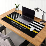 Thin Gold Line Personalized Dispatcher Desk Mat<br><div class="desc">Thin Gold Line Dispatcher Desk Mat - American flag in Dispatcher Flag colors, black and gold design . Personalize with dispatchers name. This personalized dispatcher name desk mat is perfect for police departments and law enforcement officers. COPYRIGHT © 2020 Judy Burrows, Black Dog Art - All Rights Reserved. Thin Gold...</div>