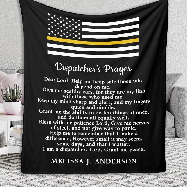 Thin Gold Line Personalized Dispatchers Prayer Fleece Blanket (Creator Uploaded)