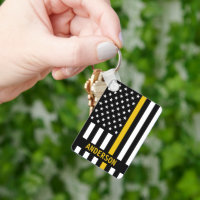 Thin Gold Line Personalized Name 911 Dispatcher Ke