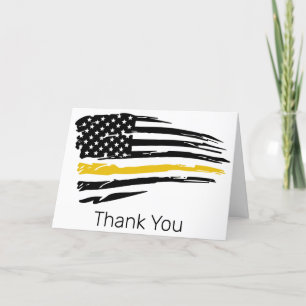 Thin Gold Line Police 911 Dispatcher Letterpress Thank You Card