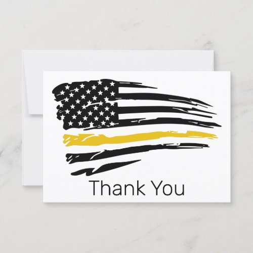 Thin Gold Line Police Emergency 911 Dispatcher  Thank You Card