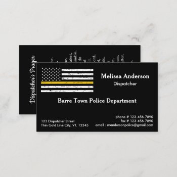 Thin Gold Line Police Fire 911 Dispatcher Business Card by BlackDogArtJudy at Zazzle