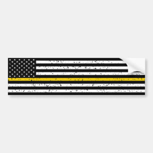 Thin Gold Line Vintage Flag Dispatcher Bumper Sticker