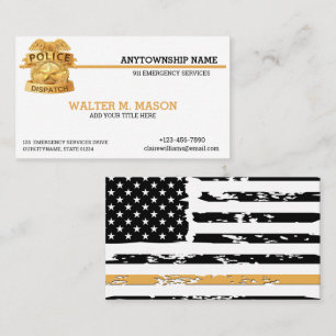 Thin Golden Line 911 Dispatch Custom Business Card