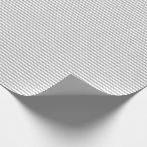 Thin Gray and White Stripes Wrapping Paper