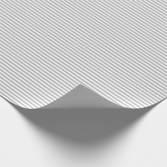 Thin Gray and White Stripes Wrapping Paper (Corner)