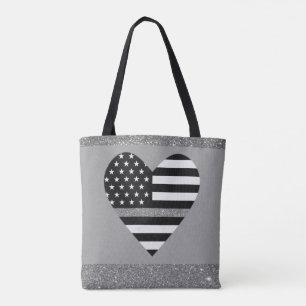 Thin Gray Glitter Line Tote Bag