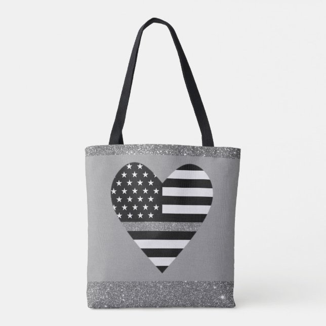 Thin Gray Glitter Line Tote Bag (Back)