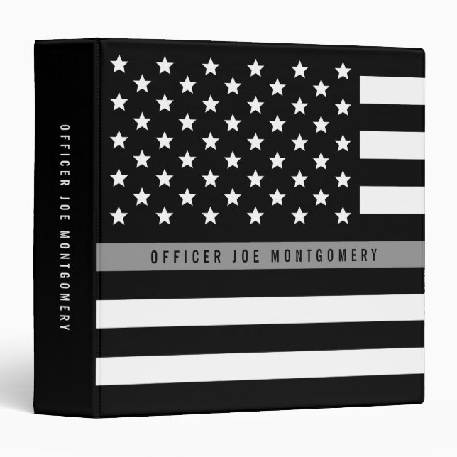 Thin Gray Line American Flag Add Name 3 Ring Binder (Front/Spine)
