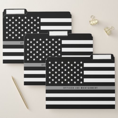 Thin Gray Line American Flag Add Name File Folder