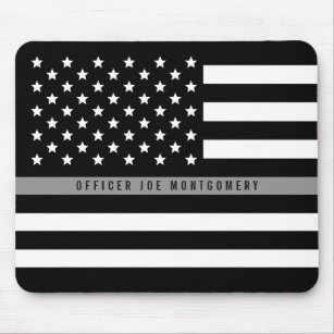 Thin Gray Line American Flag Add Name Mouse Pad