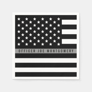 Thin Gray Line American Flag Monogram Napkins