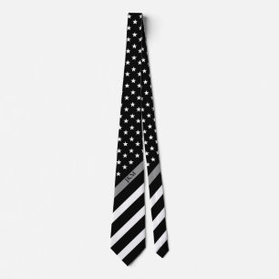 Thin Gray Line American Flag Monogram Neck Tie