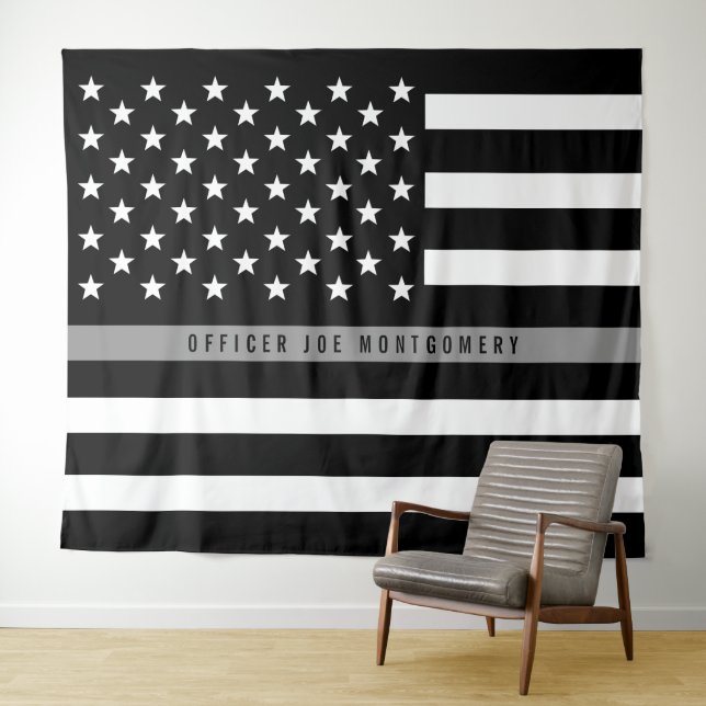 Thin Gray Line American Flag Monogram Tapestry (In Situ (Horizontal))