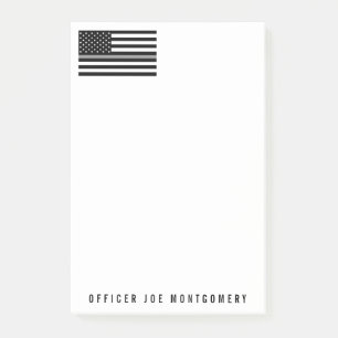 Thin Gray Line American Flag Name 4 x 6 Post-it Notes