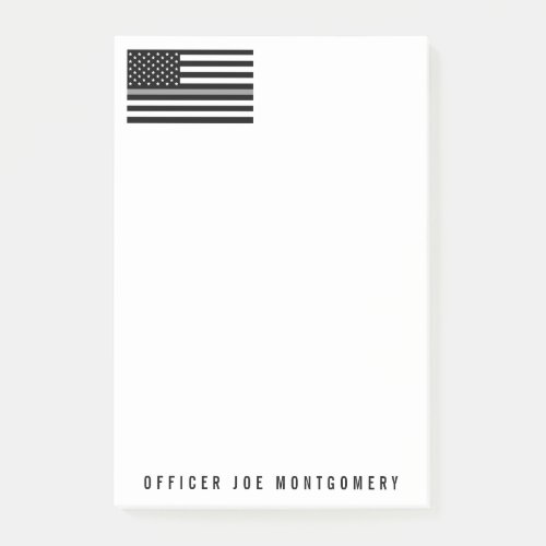 Thin Gray Line American Flag Name 4 x 6 Post_it Notes