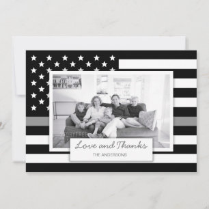 Thin Gray Line American Flag Photo Thank You Card