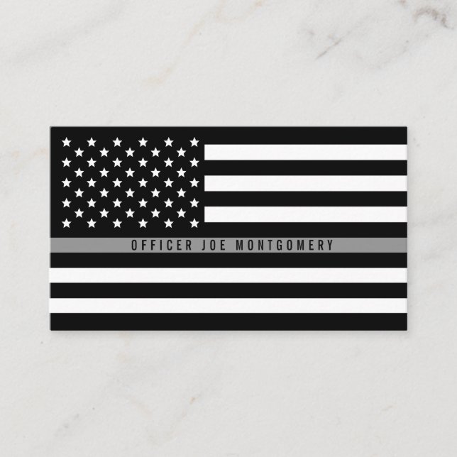 Thin Gray Line American Flag Professional Business Card (Front)
