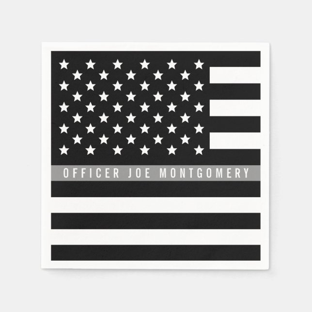 Thin Gray Line American Flag Retirement Party Napkins (Front)