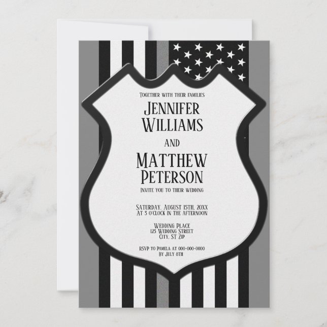 Thin Gray Line Badge Invitation (Front)