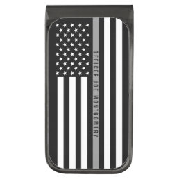 Thin Gray Line Correctional American Flag Monogram Gunmetal Finish Money Clip