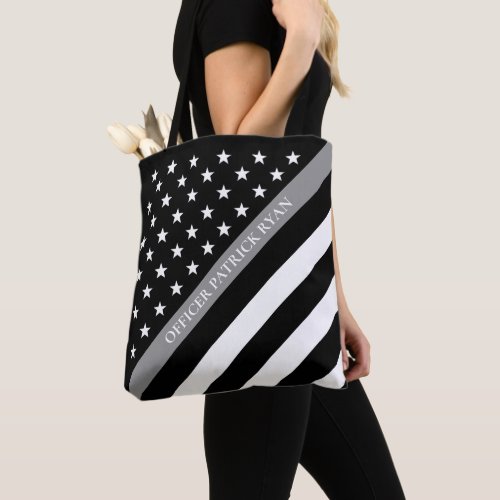 Thin Gray Line Correctional American Flag Monogram Tote Bag