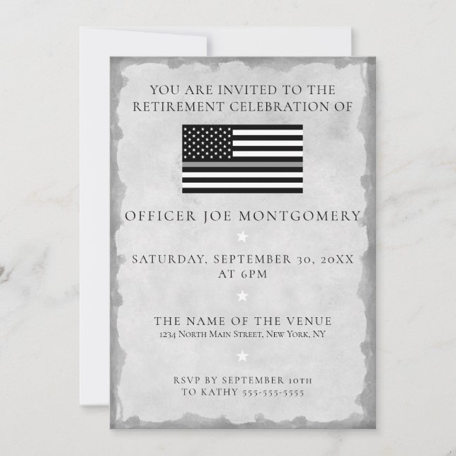 Thin Gray Line Correctional Flag Retirement Party Invitation (Front)