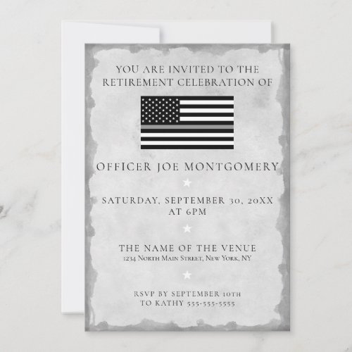 Thin Gray Line Correctional Flag Retirement Party Invitation