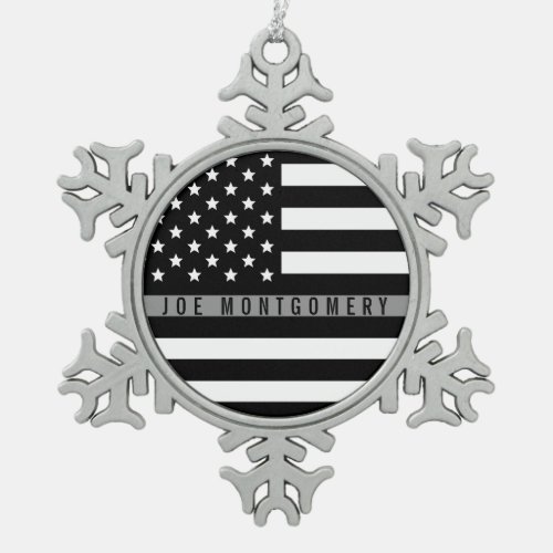 Thin Gray Line Correctional Monogrammed Name Snowflake Pewter Christmas Ornament