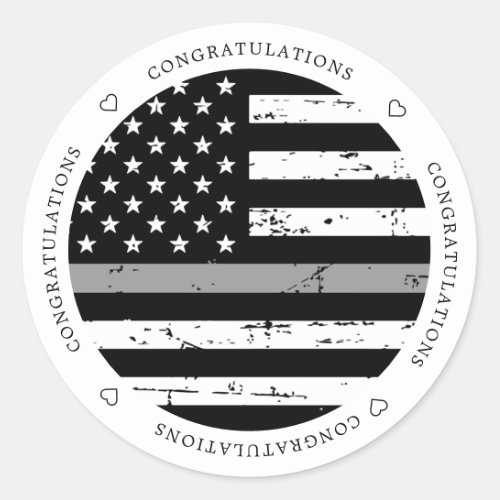 Thin Gray Line Correctional Officer Congratulation Classic Round Sticker