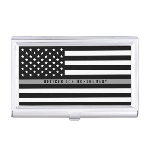 Thin Gray Line Correctional Officer Flag Monogram Business Card Case