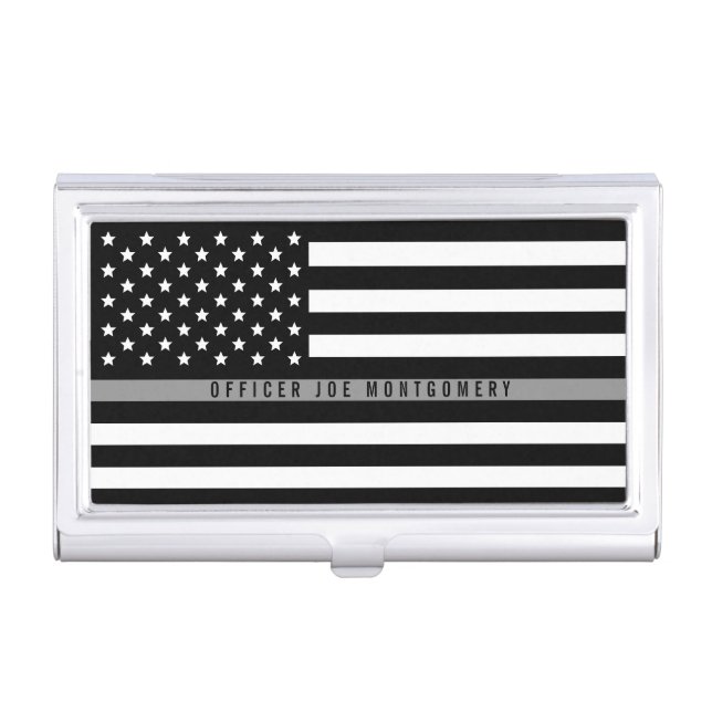 Thin Gray Line Correctional Officer Flag Monogram Business Card Case (Front)