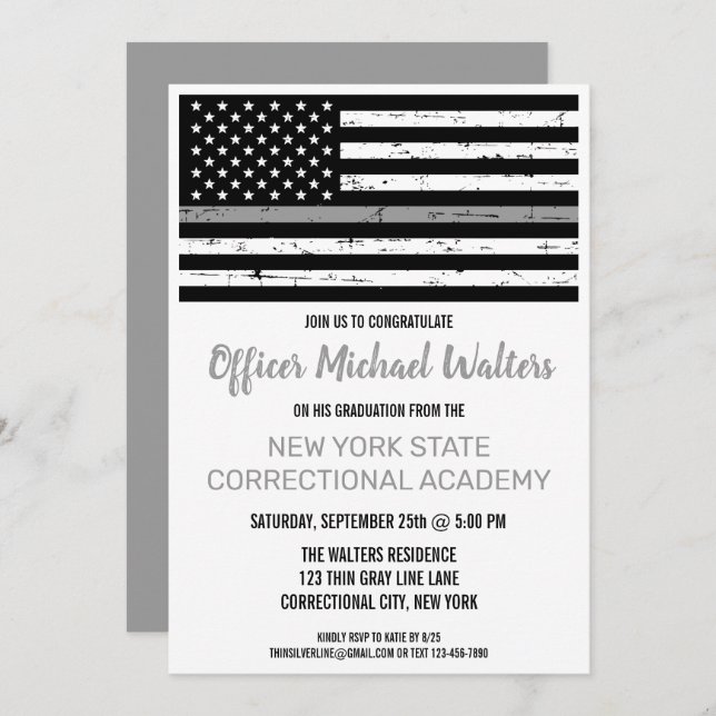 Thin Gray Line Correctional Officer Graduation Invitation (Front/Back)