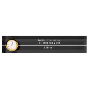 Thin Gray Line Correctional Officer Monogram Clock Desk Name Plate