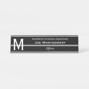 Thin Gray Line Correctional Officer Monogram Desk Name Plate