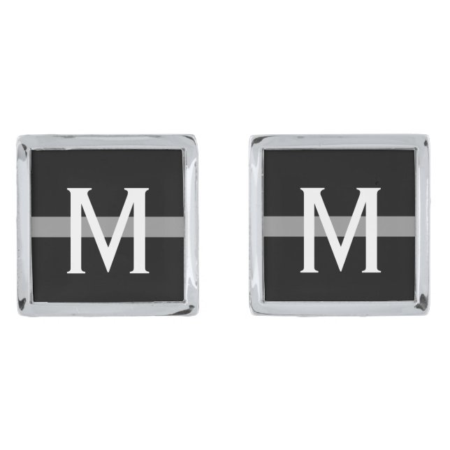 Thin Gray Line Correctional Officer Monogrammed Cufflinks (Front)